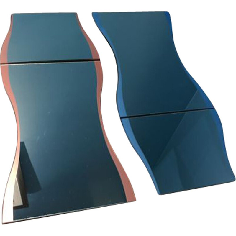 Vintage blue and pink mirror by Karim Rashid for Tonelli