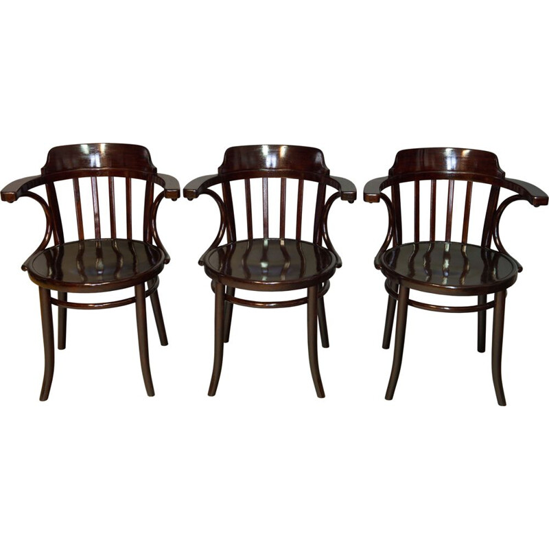 Set of 3 vintage Dining Chairs model 13 by Thonet 1930s