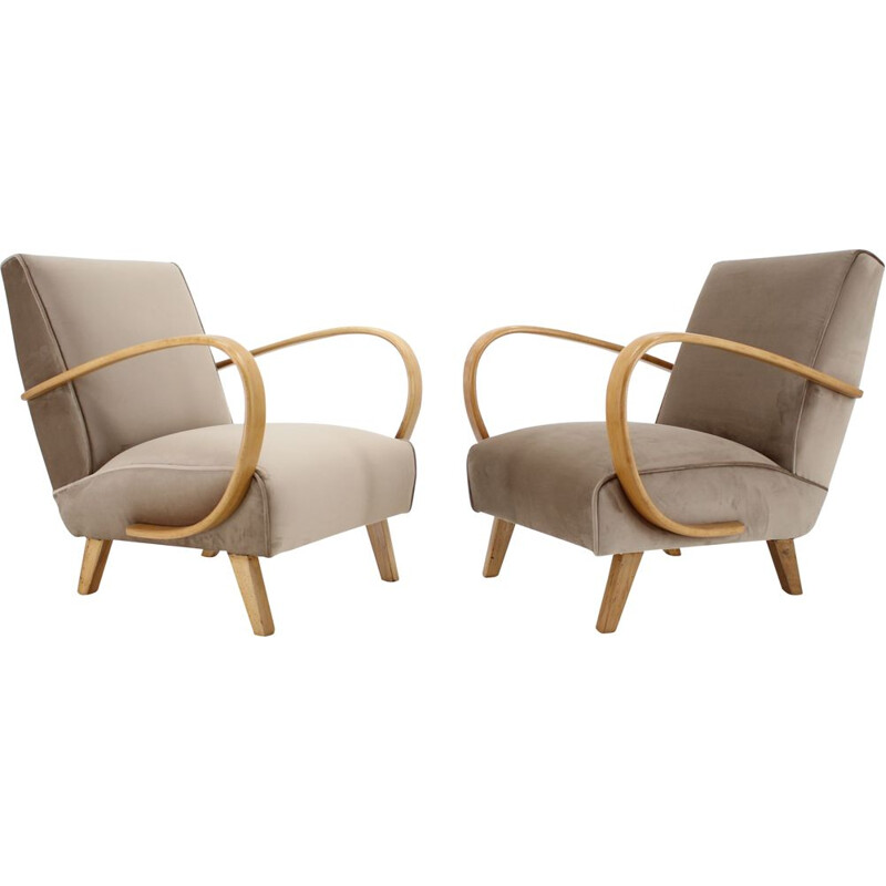 Pair of vintage Jindrich Halabala Armchairs, Czechoslovakia 1950s