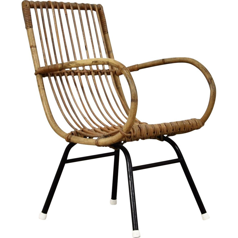 Vintage Children's Rattan Armchair from Rohe Noordwolde 1960s