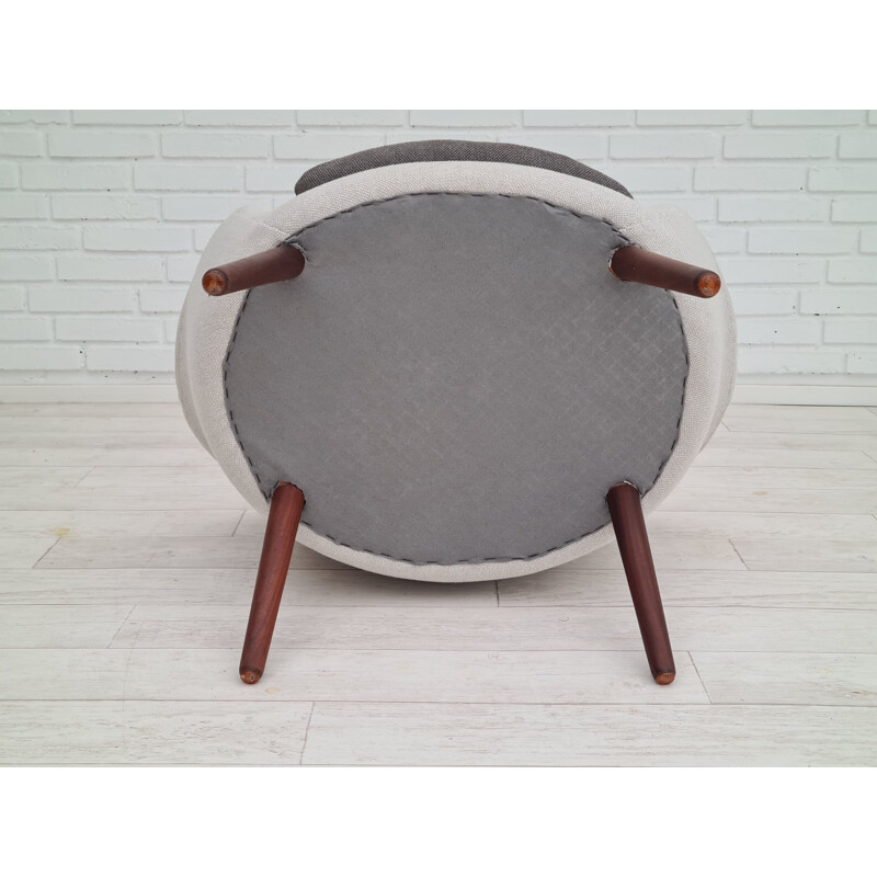 Vintage Kvadrat wool & teak armchair by Hans Olsen model 187 Danish 1960s