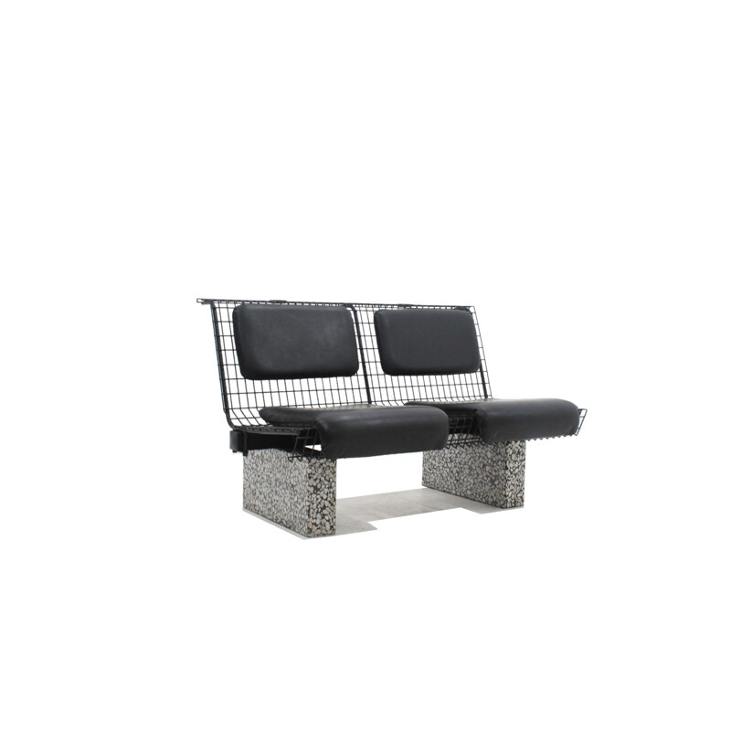 Vintage Bench in metal and granite by Osvaldo Borsani and Tecno 1980s