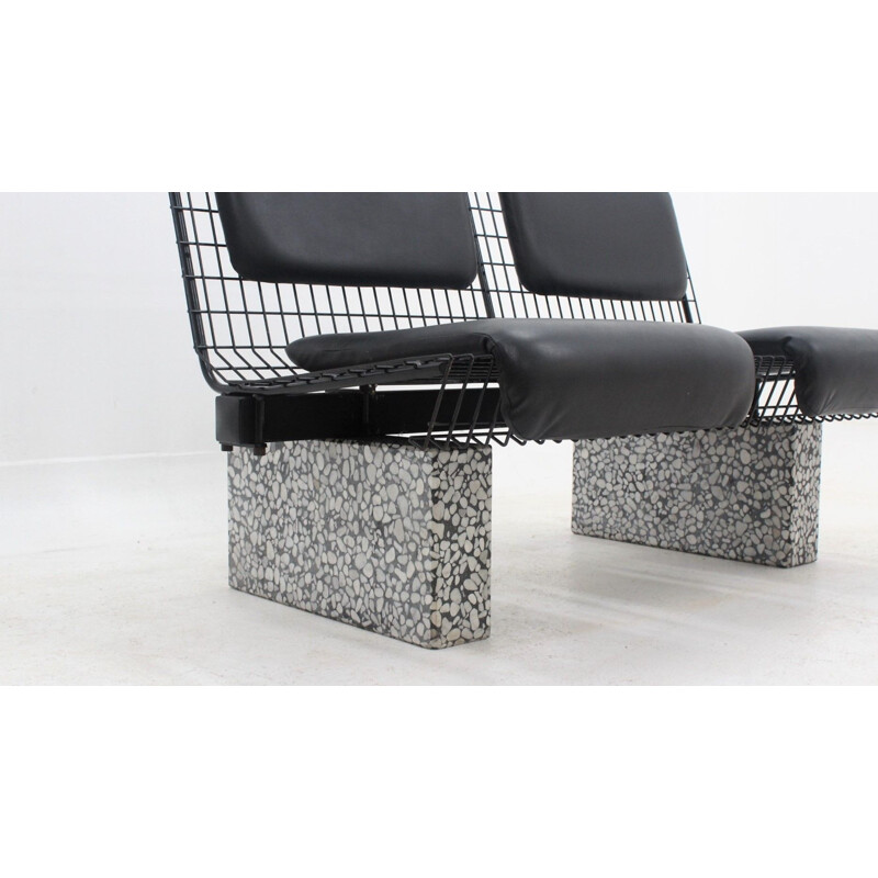 Vintage Bench in metal and granite by Osvaldo Borsani and Tecno 1980s