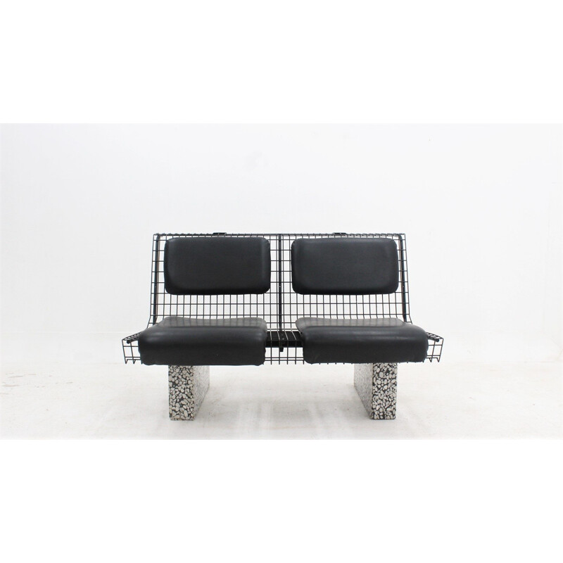 Vintage Bench in metal and granite by Osvaldo Borsani and Tecno 1980s