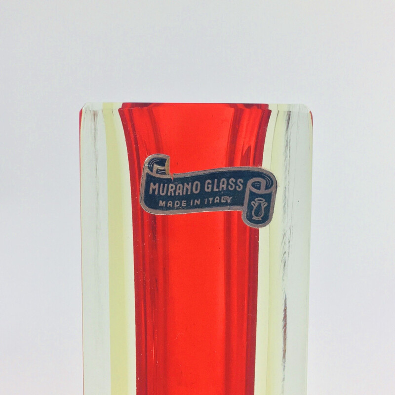 Grand vase vintage en verre de Murano par Alessandro Mandruzzato 1960