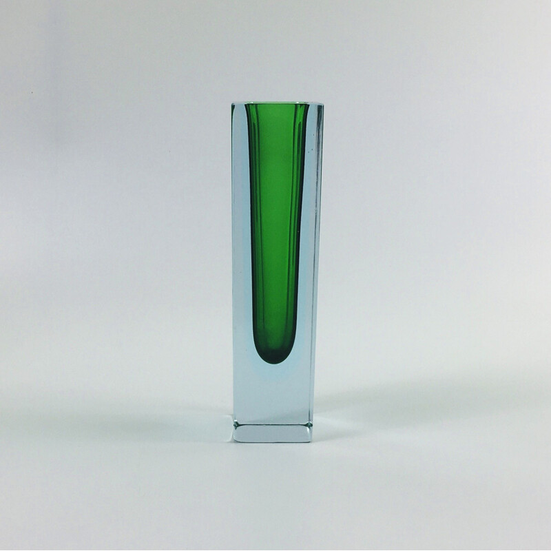 Large vintage Sommerso Murano Glass Vase by Alessandro Mandruzzato, Italy 1960s