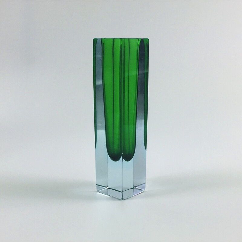 Large vintage Sommerso Murano Glass Vase by Alessandro Mandruzzato, Italy 1960s