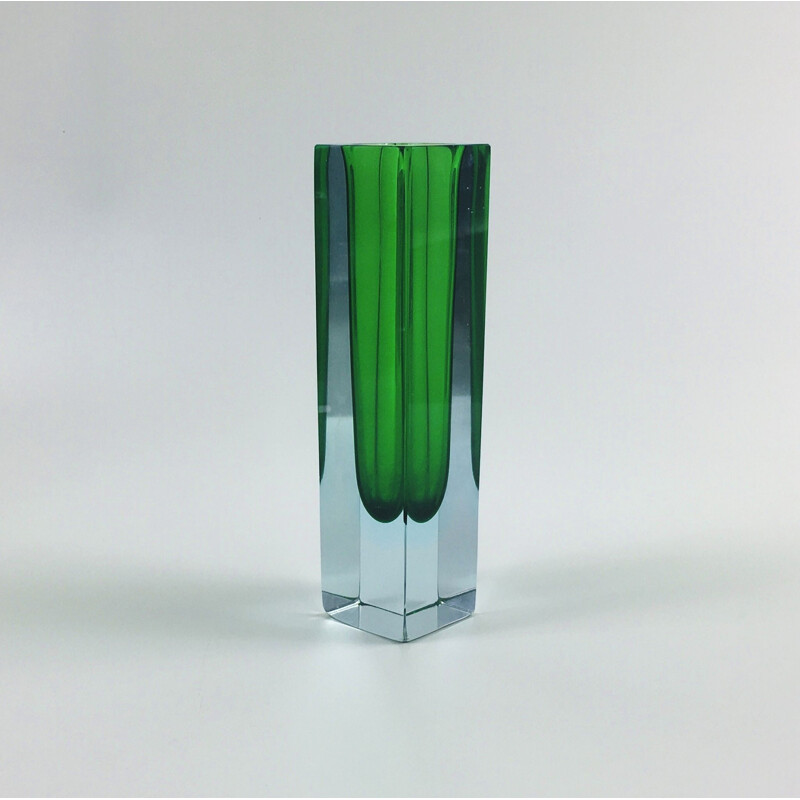 Large vintage Sommerso Murano Glass Vase by Alessandro Mandruzzato, Italy 1960s