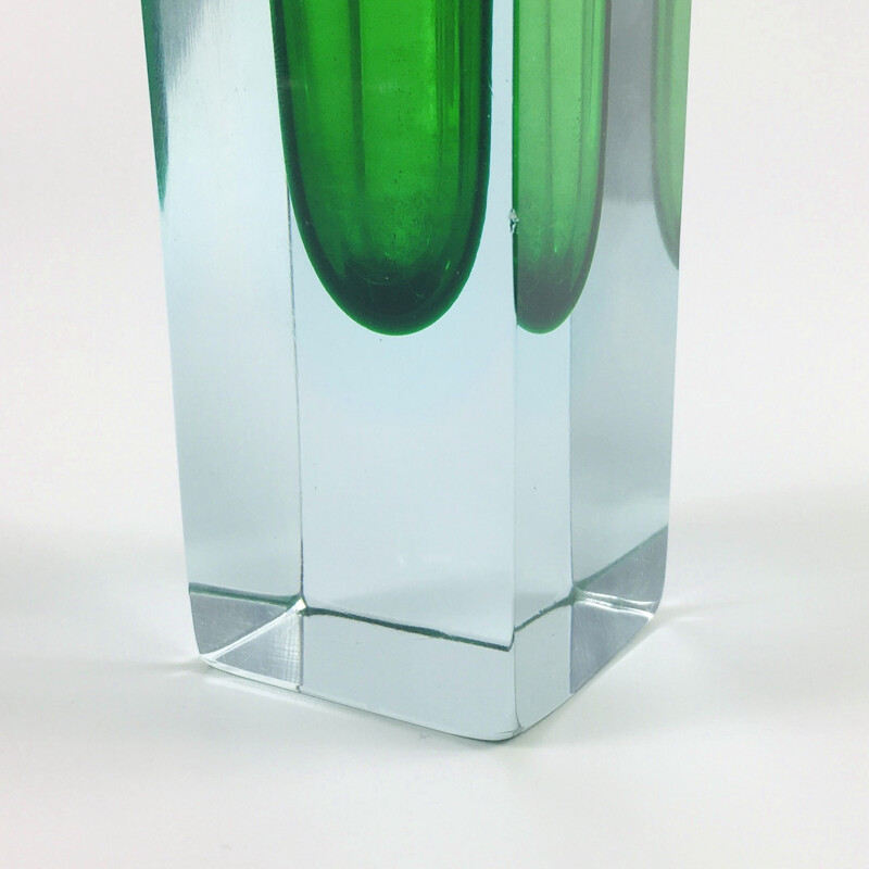 Large vintage Sommerso Murano Glass Vase by Alessandro Mandruzzato, Italy 1960s