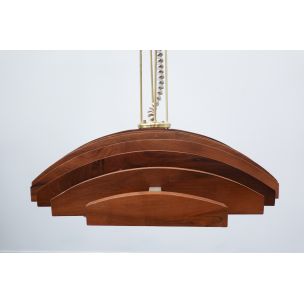 Vintage walnoten hanglamp, Italië 1960