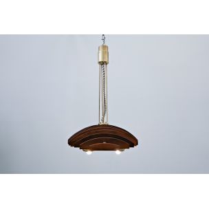 Vintage walnoten hanglamp, Italië 1960