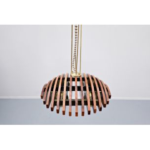 Vintage walnoten hanglamp, Italië 1960