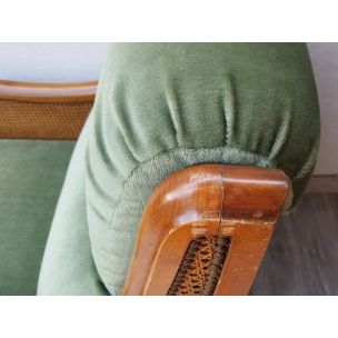 Fauteuil lounge vintage en rotin et bois