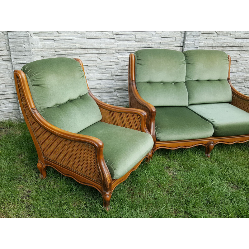 Vintage Rattan and wood lounge suite