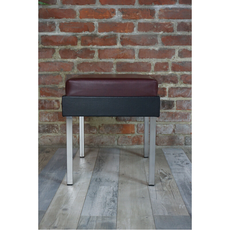 Vintage Strafor stool in chrome and imitation leather 1950s