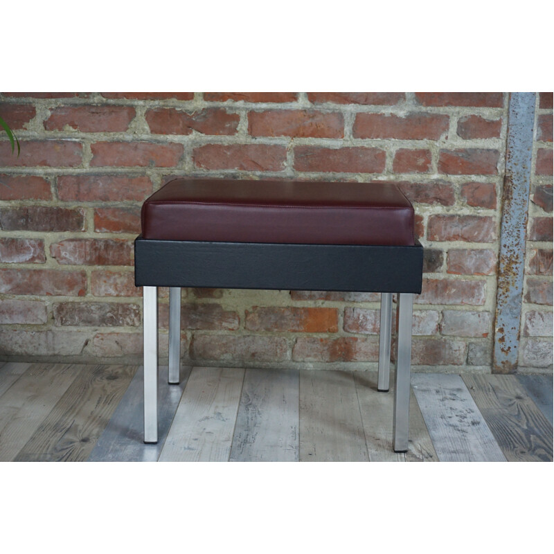 Vintage Strafor stool in chrome and imitation leather 1950s