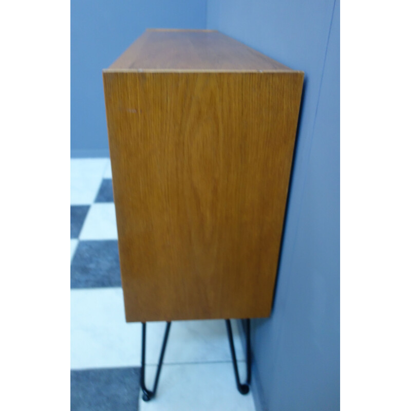 Vintage Display cabinet by Jiroutek on hairpin legs 1960s