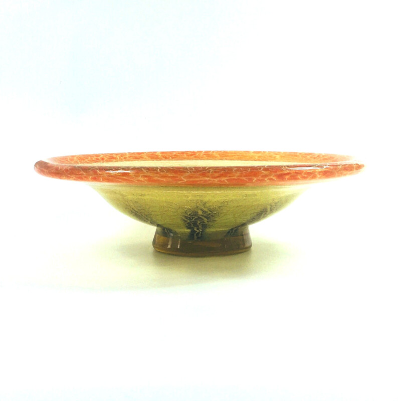 Large vintage Ikora Glass Bowl by Karl Wiedmann for WMF 1930s
