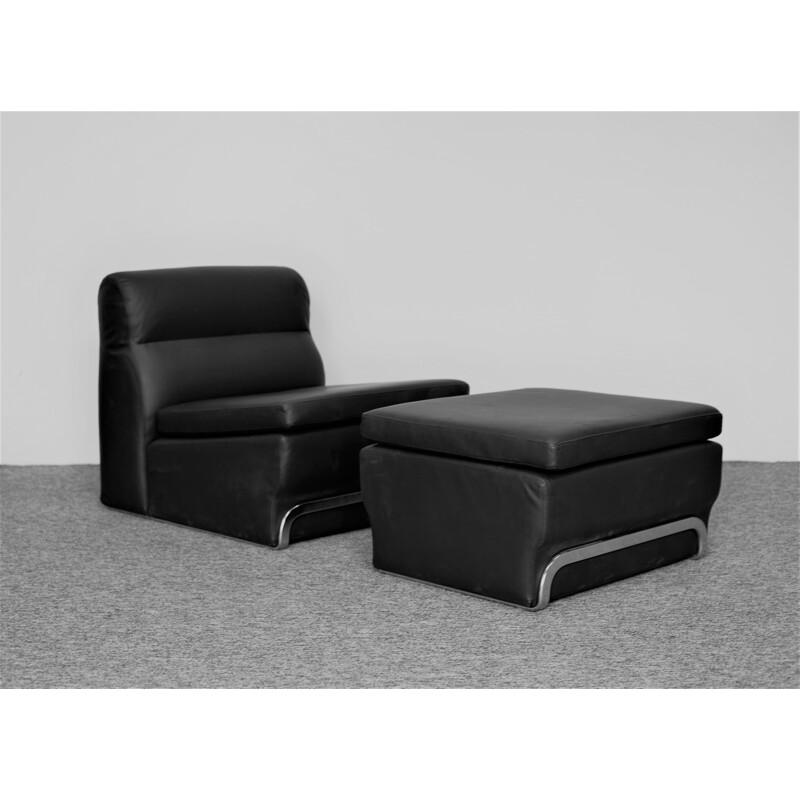 Vintage armchair and ottoman by Horst Brüning for Alfred Kill International 1970s