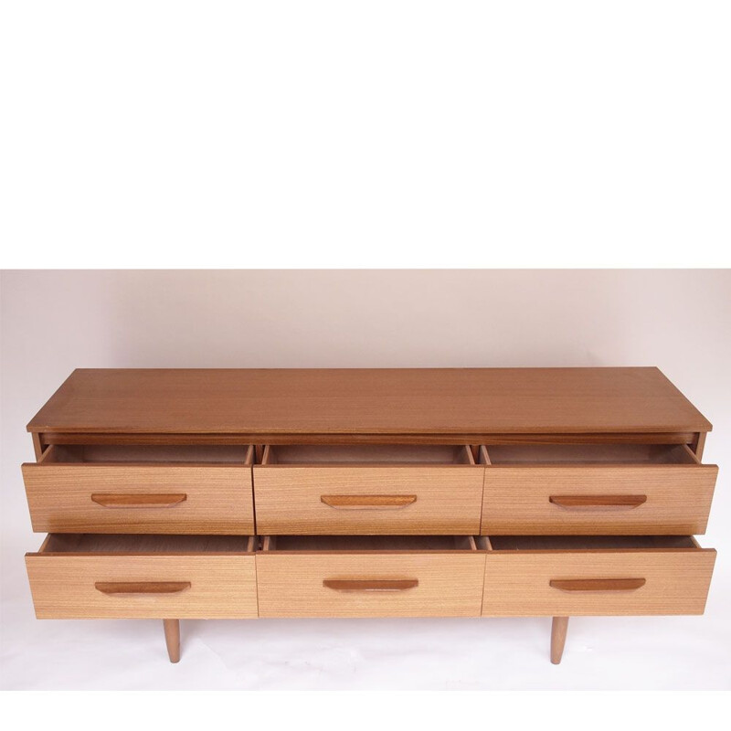 Vintage sideboard 6 drawers chest Scandinavian 1960s