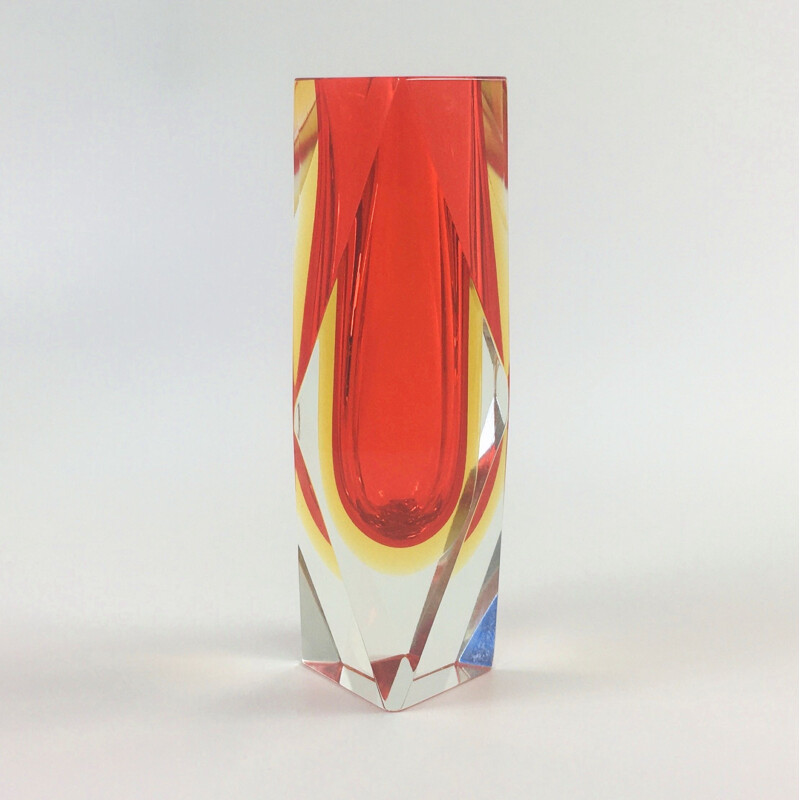 Vase vintage en verre Sommerso Murano de Flavio Poli pour Alessandro Mandruzzato, Italie 1960