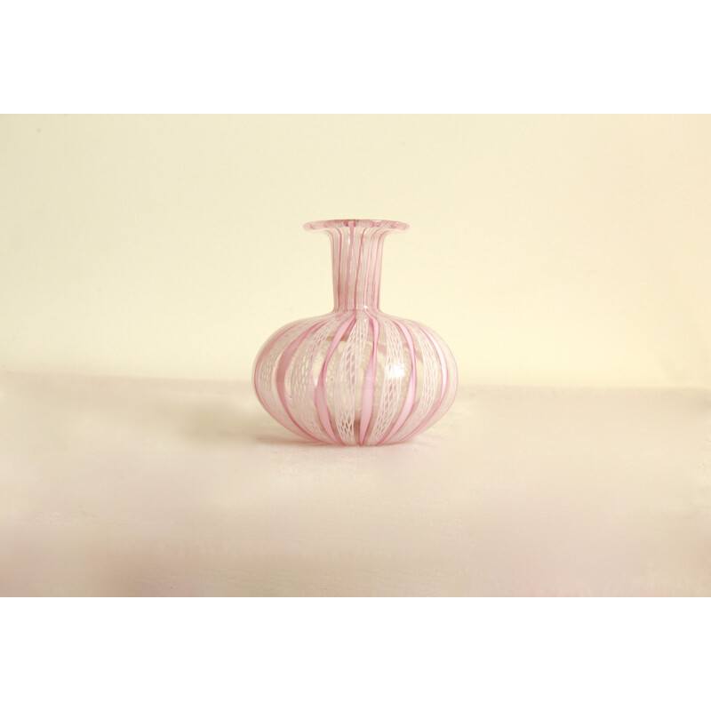 Vintage Fenice Murano Zanfirico Glass Vase by Vetreria La Fenice, Italy 1960s