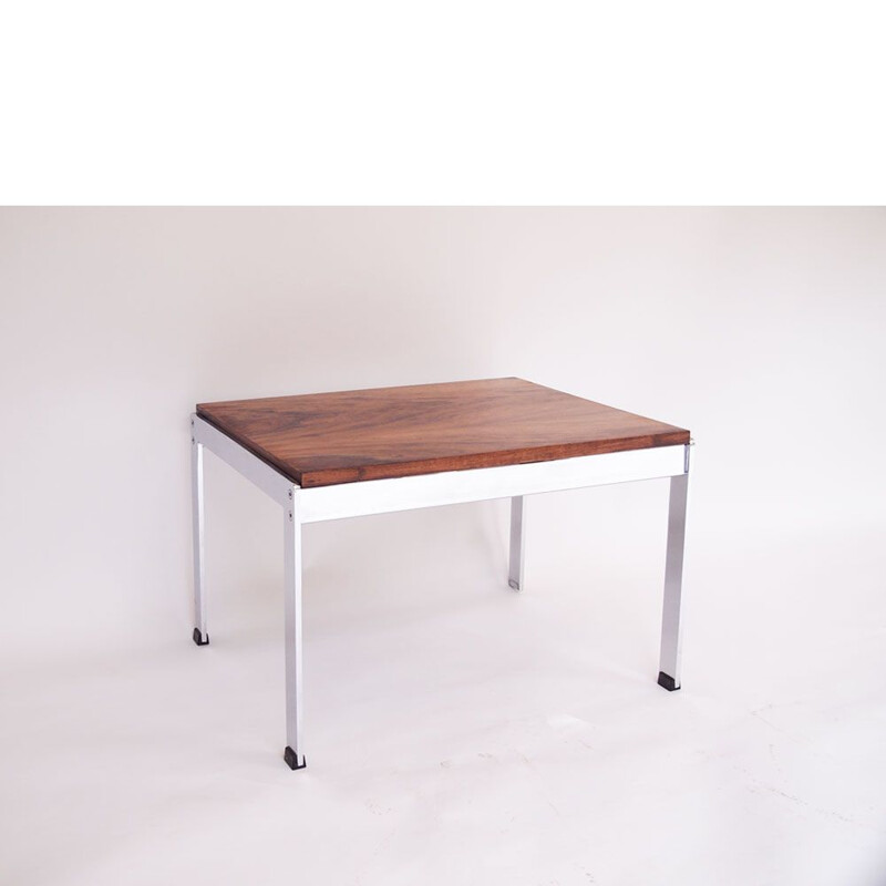 Vintage coffee table in rosewood and chromed metal, Scandinavian 1960s