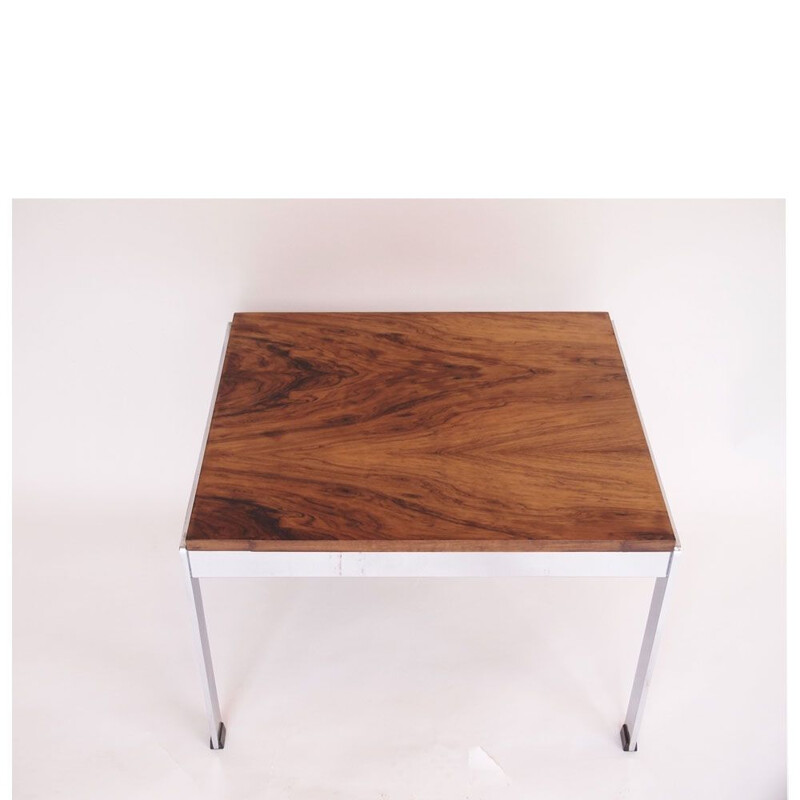 Vintage coffee table in rosewood and chromed metal, Scandinavian 1960s