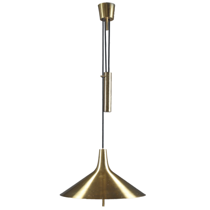 Danish brass pendant in brass with counter weight - 1960s