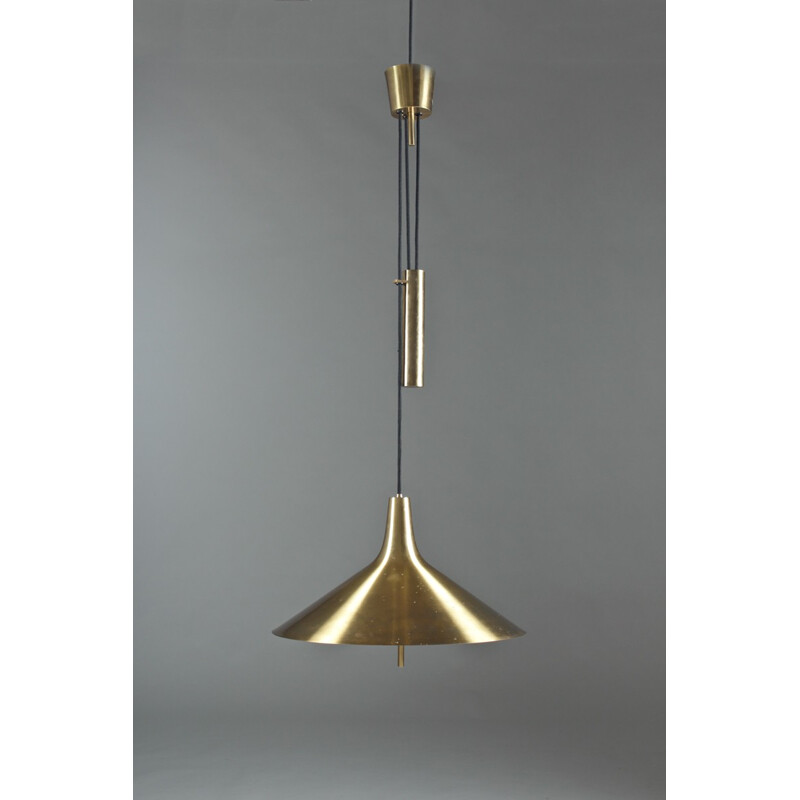 Danish brass pendant in brass with counter weight - 1960s