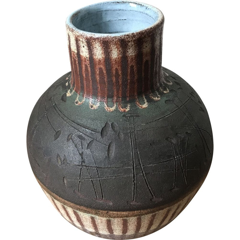 Vase vintage par les potiers d'Accolay 1950
