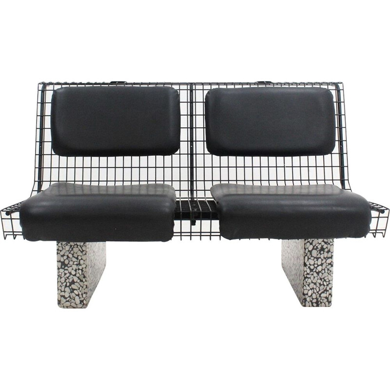 Vintage Bench in metal and granite by Osvaldo Borsani and Tecno 1980s