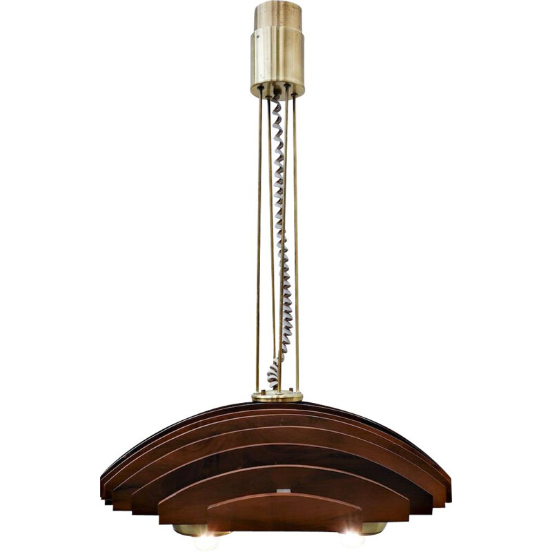 Vintage walnoten hanglamp, Italië 1960