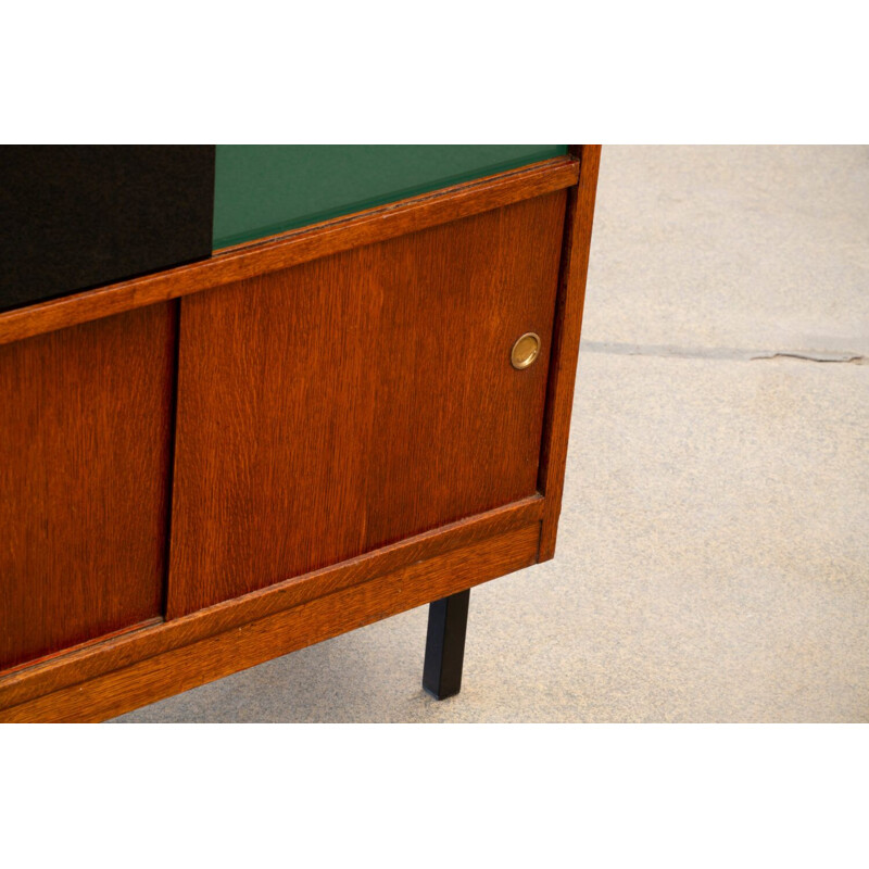 Vintage secretary with oak compass feet, Scandinavian 1960s