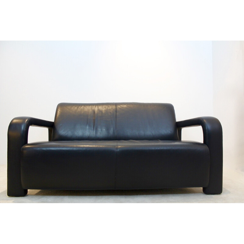 Vintage two-seater leather sofa by Marinelli, Italy 1980