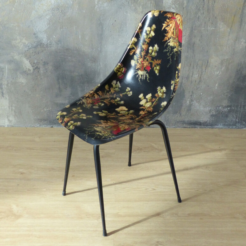 Chaise d'appoint vintage en fibre de verre par René-Jean Caillette 1950