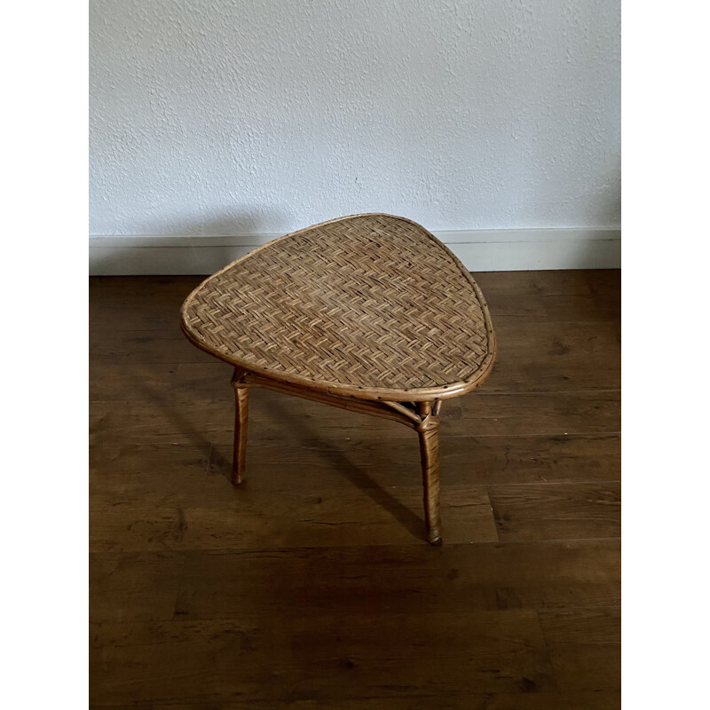 Vintage tripod table in rattan 1960s