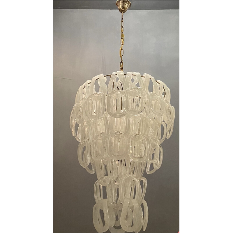 Large vintage Murano Giogali Chandelier by Angelo Mangiarotti