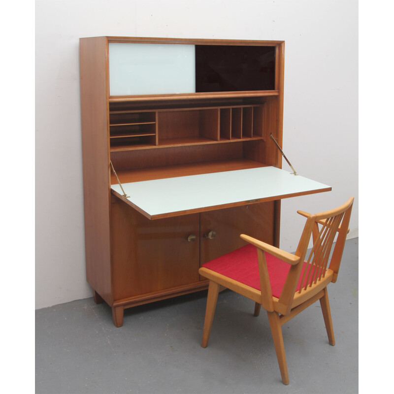 Mobilier de bureau vintage en merisier 1950