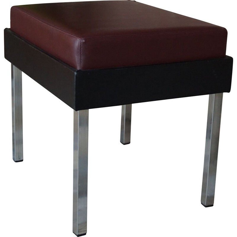 Vintage Strafor stool in chrome and imitation leather 1950s