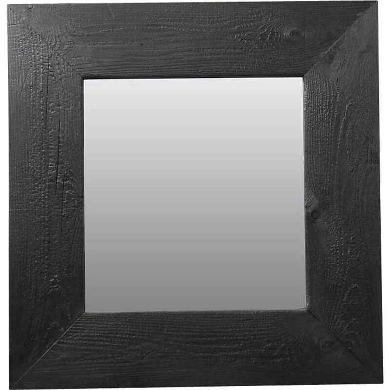 Vintage black wood framed mirror 1970s