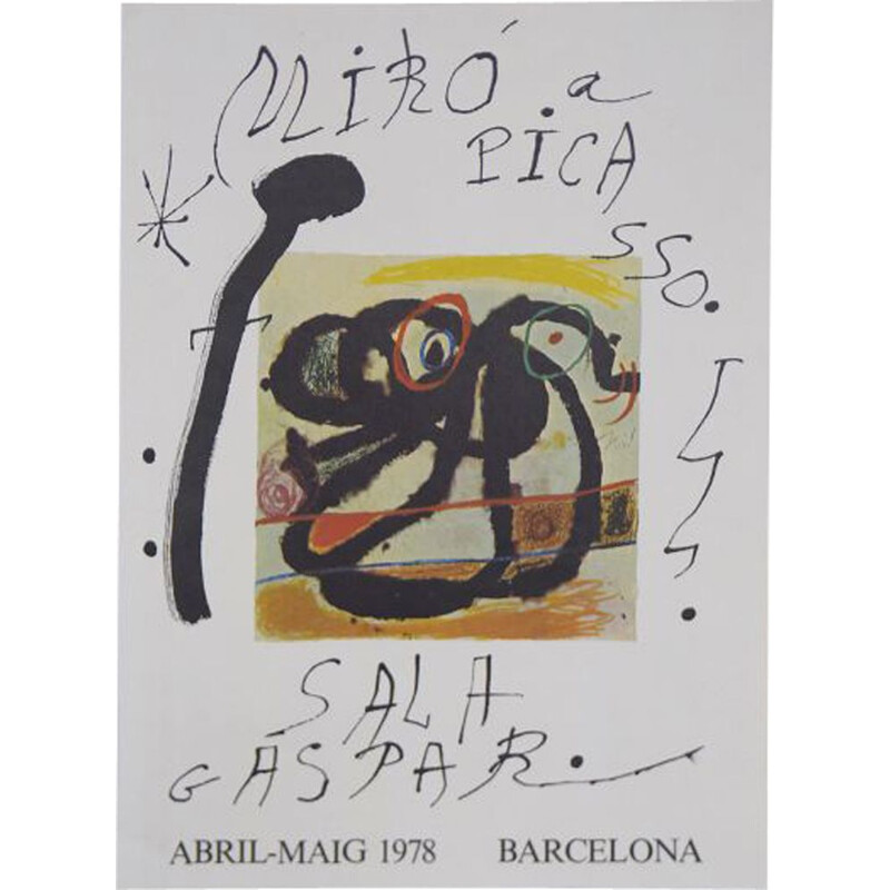 Vintage Exhibition Poster Sala Gaspar Joan Mirò & Pablo Picasso Barcelona 1978s