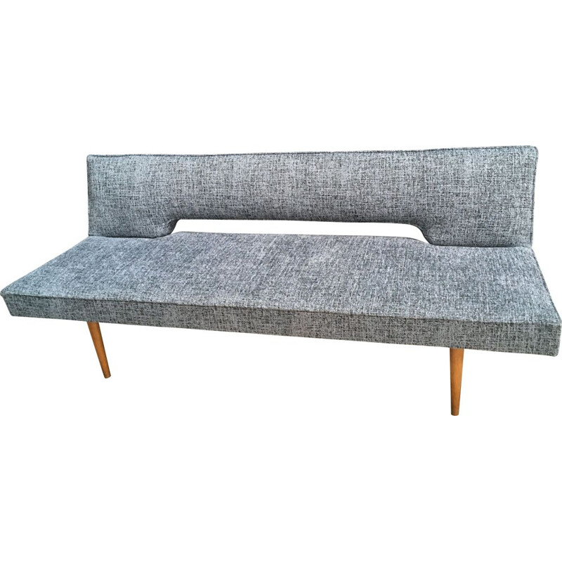 Vintage sofa Daybed, Miroslav Navratil Blue and Black fabric Czechoslovakia 1960s