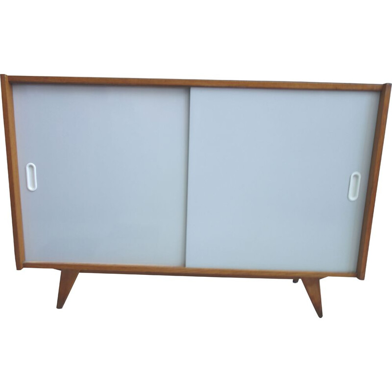 Vintage Sideboard by Jiri Jiroutek 2 grey doors, Czechoslovakia 1960s