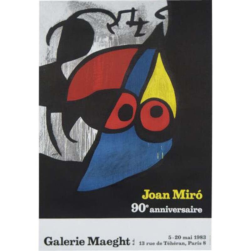 Vintage Joan Mirò Exhibition Poster Galerie Maeght 13 rue de Téhéran Paris 8 1983s