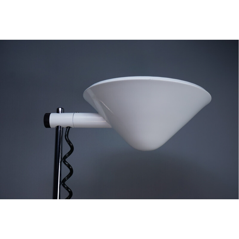 Vintage vloerlamp in wit gelakt metaal van Mauro Marzollo Verstelbare hoogte, Italië 1970