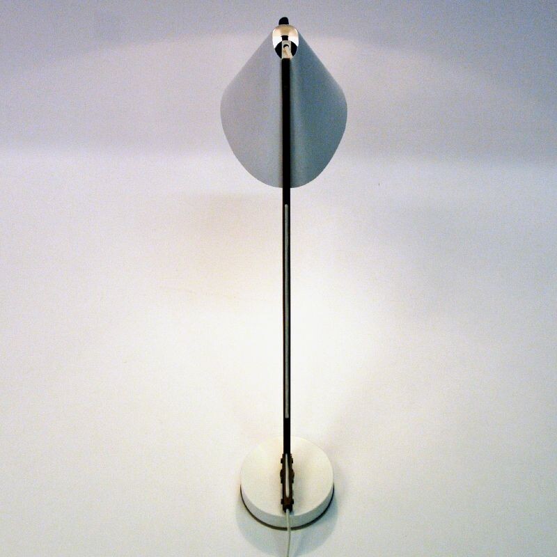 Vintage White metal and teak table lamp B54 by Hans Agne Jakobsson, Sweden 1950s