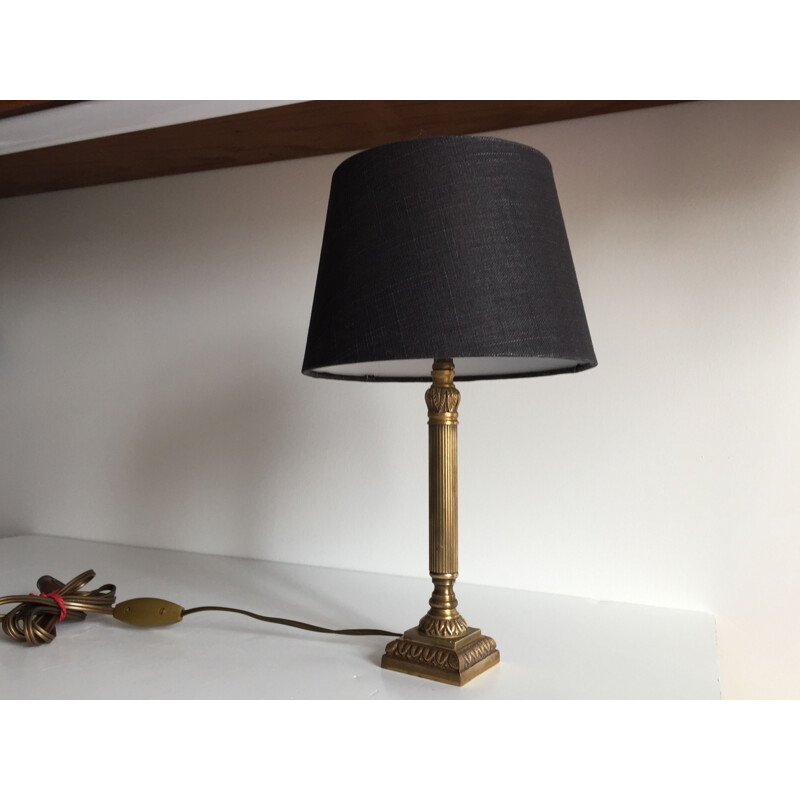 Lampe vintage Chic en laiton massif et tissu