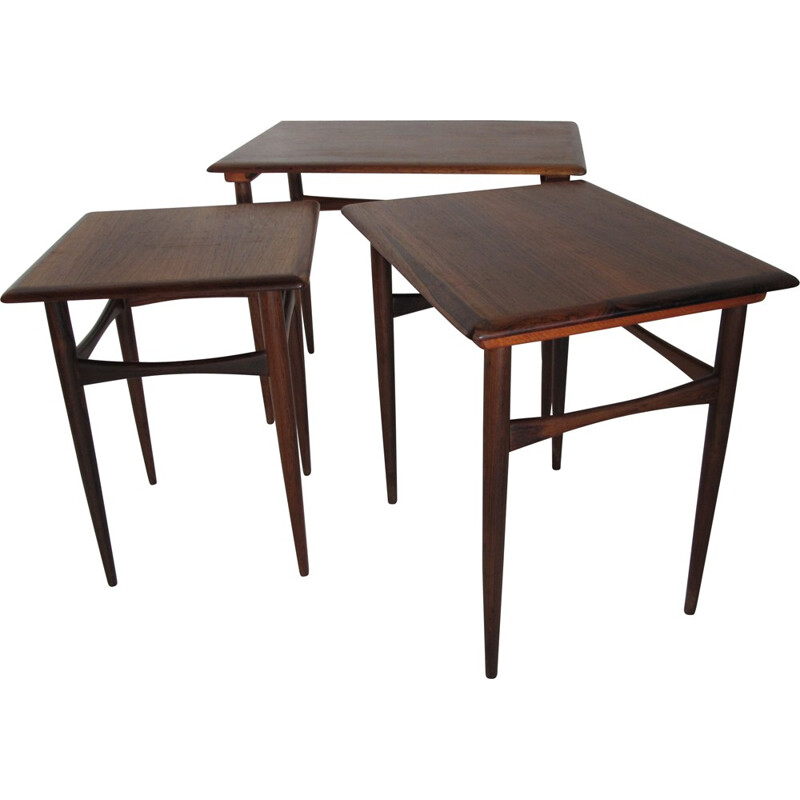 Set of 3 rosewood nesting tables, Kai KRISTIANSEN - 1950s