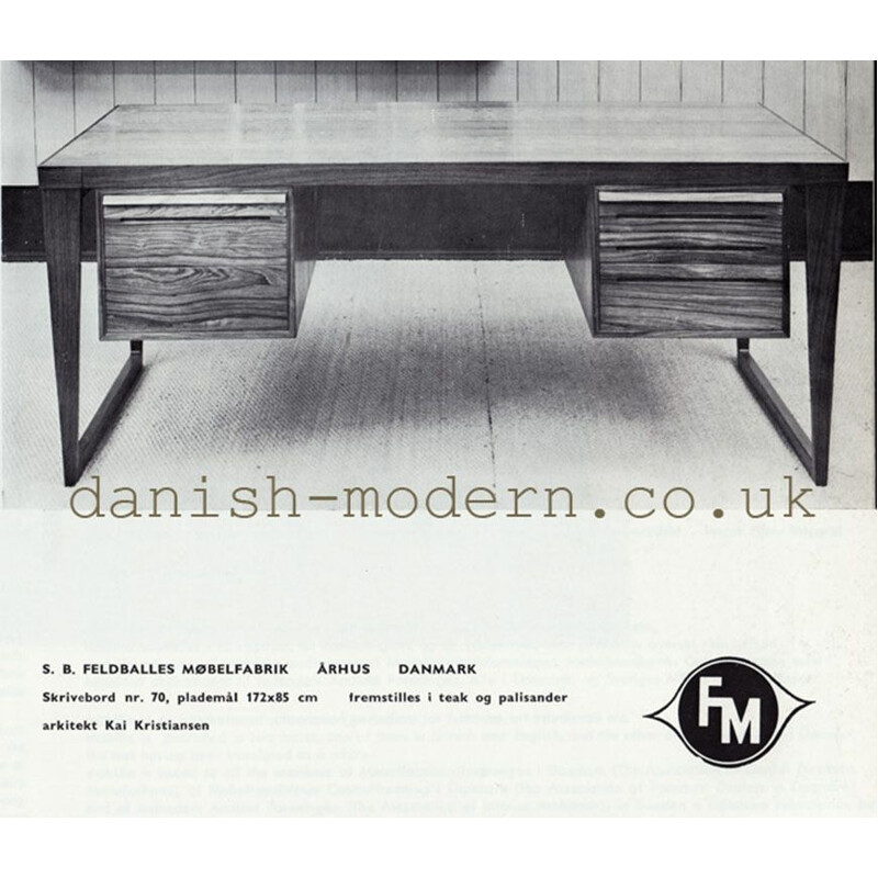 Bureau vintage modèle 70 de Kai Kristiansen pour Feldballes Mobelfabrik, Danemark 1965